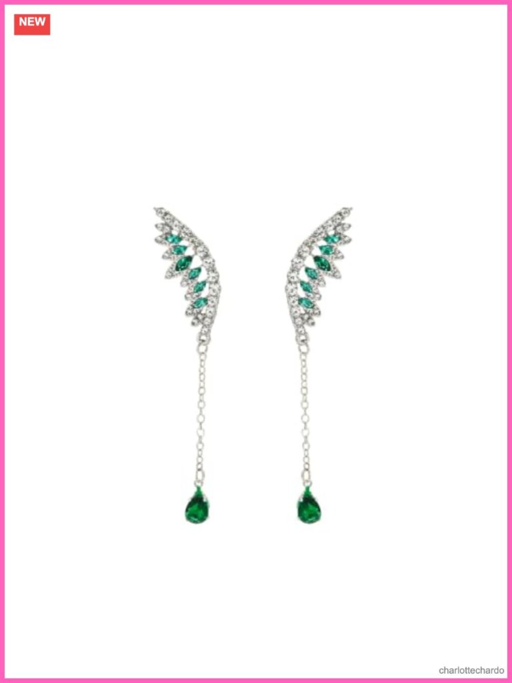 Angel Wing Drop Dangle Earrings Crystal Feather Teardrop